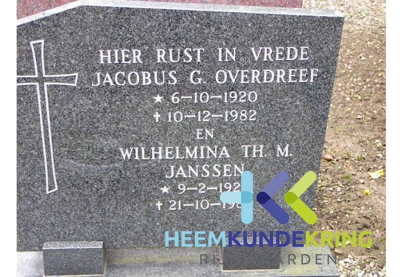 Grafstenen kerkhof Herwen Coll. HKR (62) J.G.Overdreef & W.Th.M.Janssen